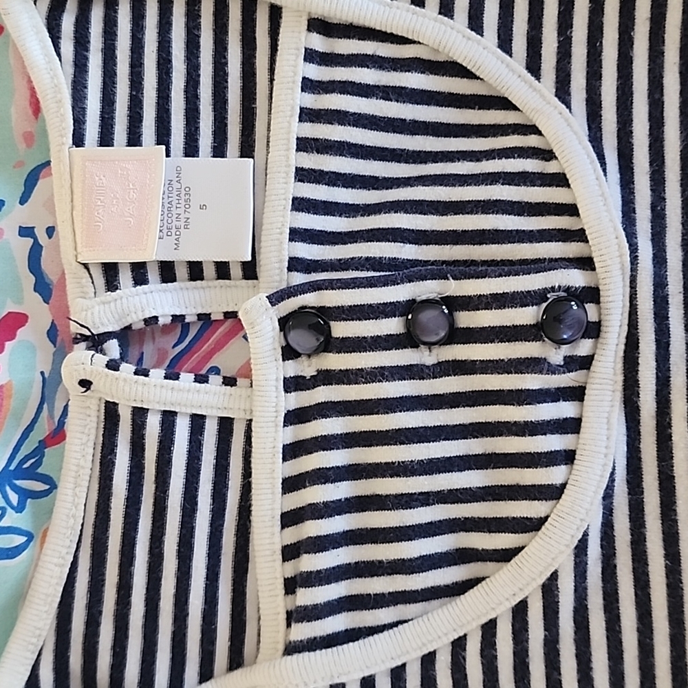 Janie and Jack 5 Romper Navy Stripe Resort Play - Picture 2 of 8